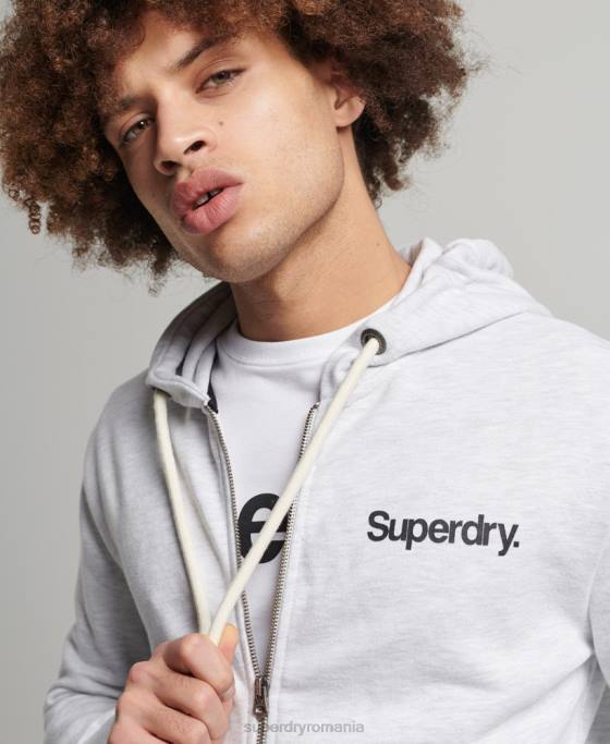 Superdry hanorac clasic cu fermoar cu logo vintage îmbrăcăminte gri deschis bărbați JX0Z5150