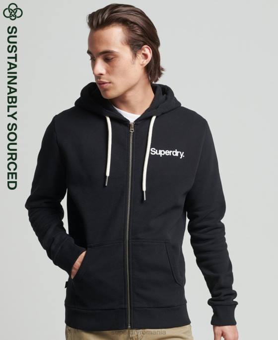Superdry hanorac clasic cu fermoar cu logo vintage îmbrăcăminte negru bărbați JX0Z5053