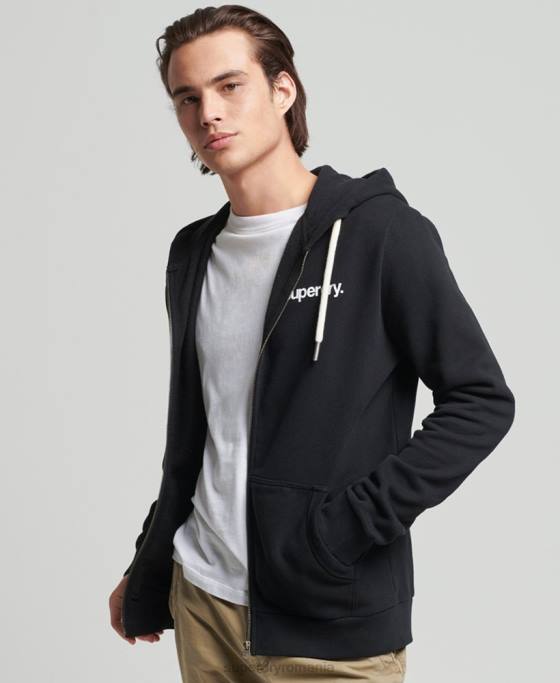 Superdry hanorac clasic cu fermoar cu logo vintage îmbrăcăminte negru bărbați JX0Z5053