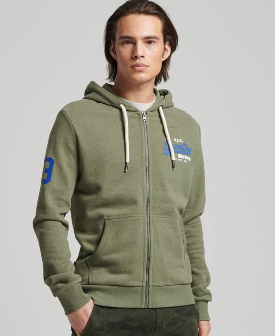 Superdry hanorac clasic cu fermoar cu logo vintage îmbrăcăminte verde bărbați JX0Z840