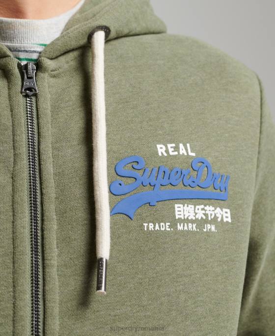 Superdry hanorac clasic cu fermoar cu logo vintage îmbrăcăminte verde bărbați JX0Z840