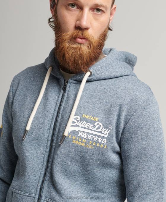 Superdry hanorac clasic cu logo grafic cu fermoar îmbrăcăminte albastru bărbați JX0Z5120