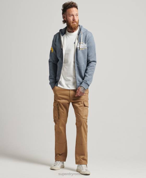 Superdry hanorac clasic cu logo grafic cu fermoar îmbrăcăminte albastru bărbați JX0Z5120