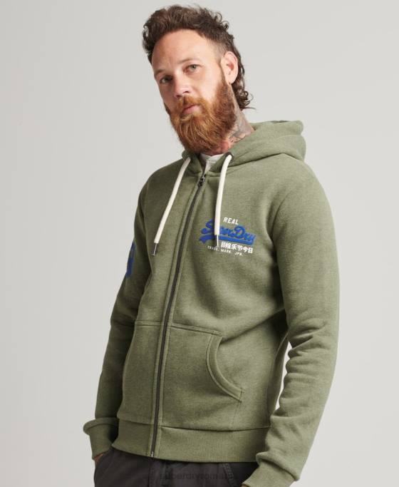Superdry hanorac clasic cu logo grafic cu fermoar îmbrăcăminte verde bărbați JX0Z5121