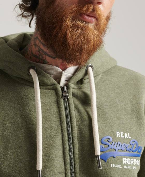 Superdry hanorac clasic cu logo grafic cu fermoar îmbrăcăminte verde bărbați JX0Z5121