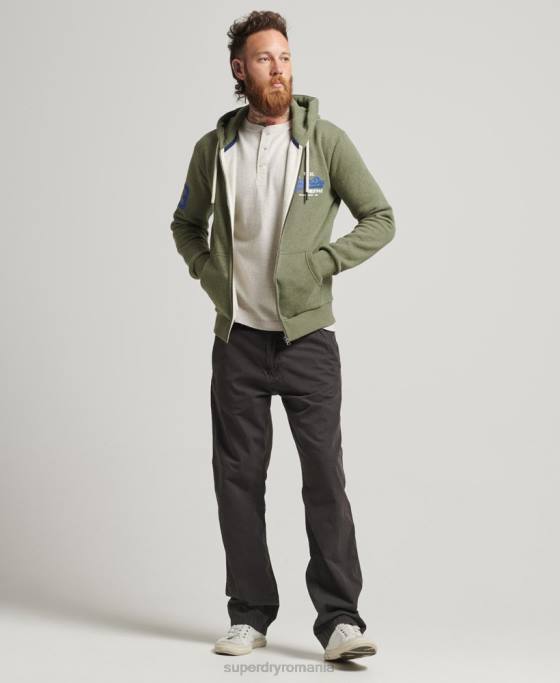 Superdry hanorac clasic cu logo grafic cu fermoar îmbrăcăminte verde bărbați JX0Z5121