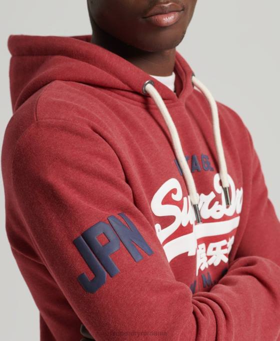 Superdry hanorac clasic cu logo vintage îmbrăcăminte roșu bărbați JX0Z5156