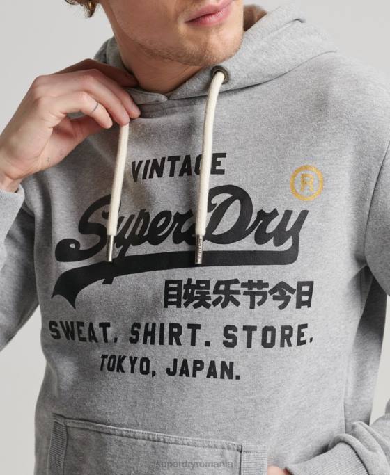 Superdry hanorac clasic magazin logo vintage îmbrăcăminte gri bărbați JX0Z502
