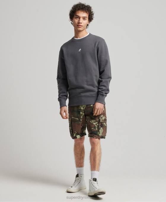 Superdry hanorac cod liniar loose crew îmbrăcăminte gri inchis bărbați JX0Z5125