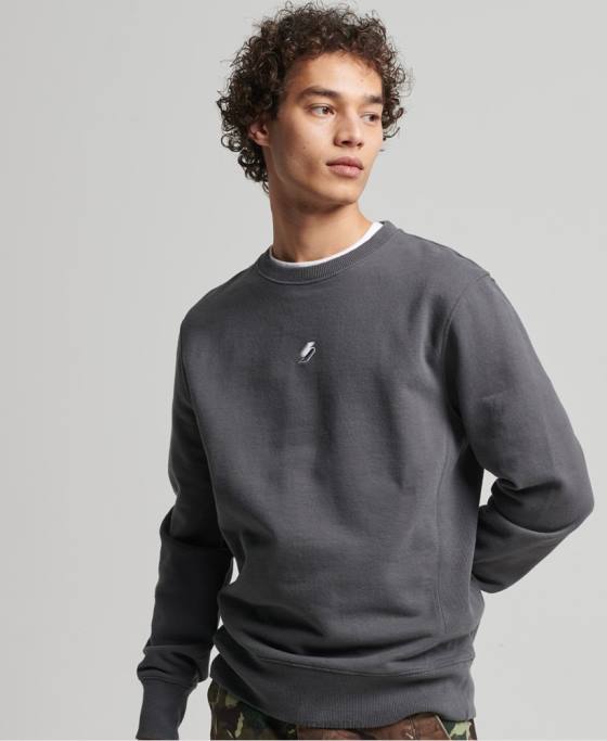 Superdry hanorac cod liniar loose crew îmbrăcăminte gri inchis bărbați JX0Z5125