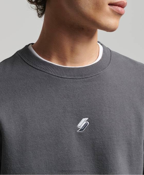 Superdry hanorac cod liniar loose crew îmbrăcăminte gri inchis bărbați JX0Z5125