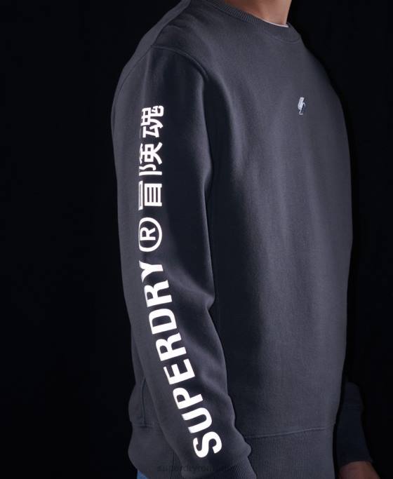 Superdry hanorac cod liniar loose crew îmbrăcăminte gri inchis bărbați JX0Z5125