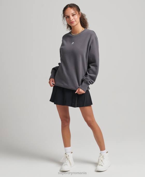 Superdry hanorac cod liniar loose crew îmbrăcăminte gri inchis femei JX0Z5899