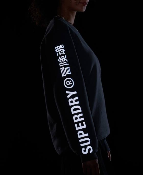 Superdry hanorac cod liniar loose crew îmbrăcăminte gri inchis femei JX0Z5899