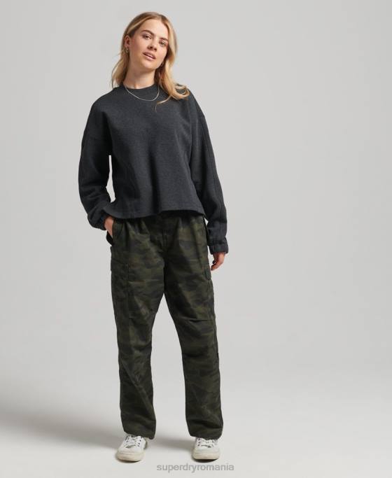 Superdry hanorac code tech crew îmbrăcăminte gri inchis femei JX0Z5861