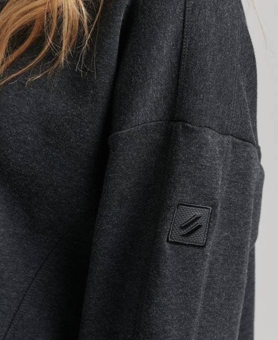 Superdry hanorac code tech crew îmbrăcăminte gri inchis femei JX0Z5861