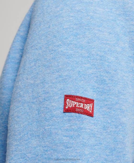 Superdry hanorac colegial cu fermoar cu scripturi vintage îmbrăcăminte albastru femei JX0Z2289