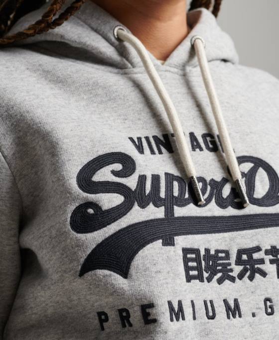 Superdry hanorac colegial cu logo vintage îmbrăcăminte gri femei JX0Z2317