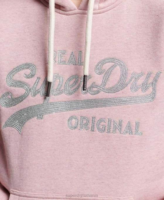 Superdry hanorac colegial cu logo vintage îmbrăcăminte roz femei JX0Z2276