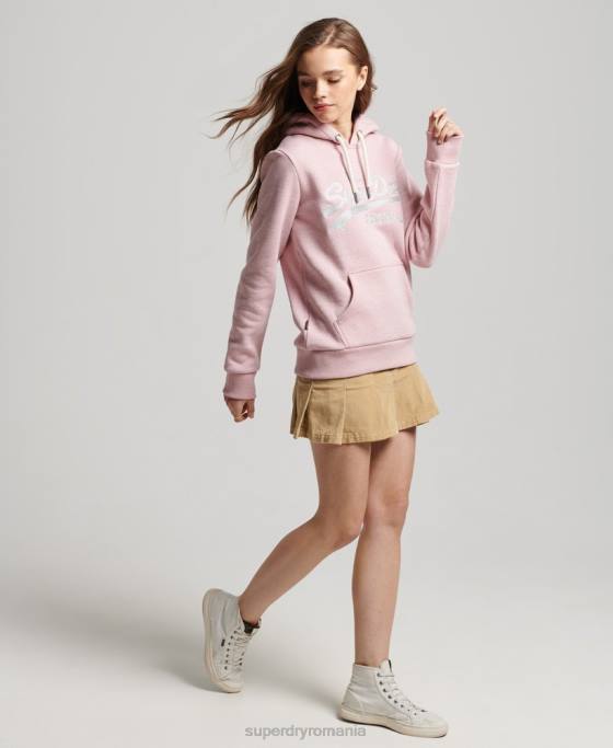 Superdry hanorac colegial cu logo vintage îmbrăcăminte roz femei JX0Z2276