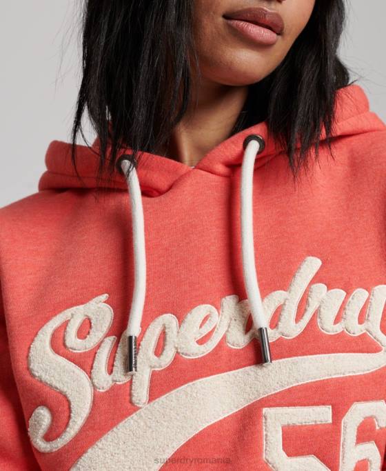 Superdry hanorac colegial cu scripturi de epocă îmbrăcăminte coral femei JX0Z2313