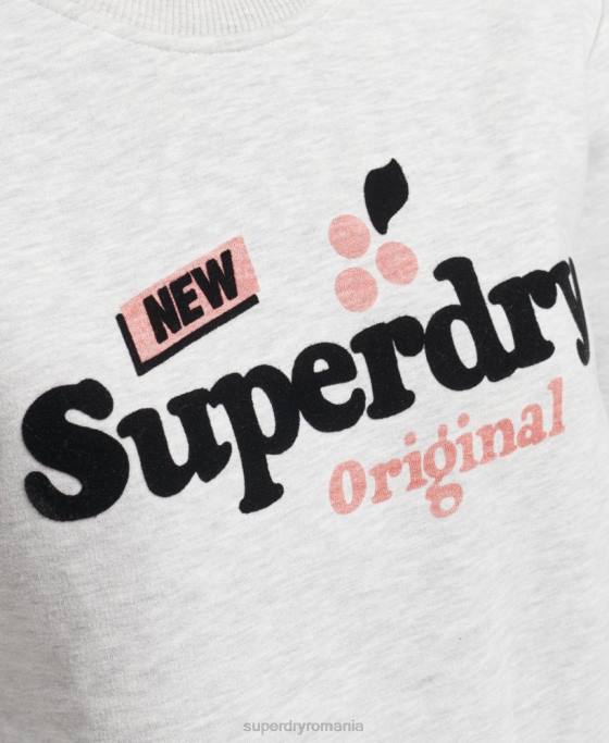 Superdry hanorac cooper nostalgia crew îmbrăcăminte gri deschis femei JX0Z6002