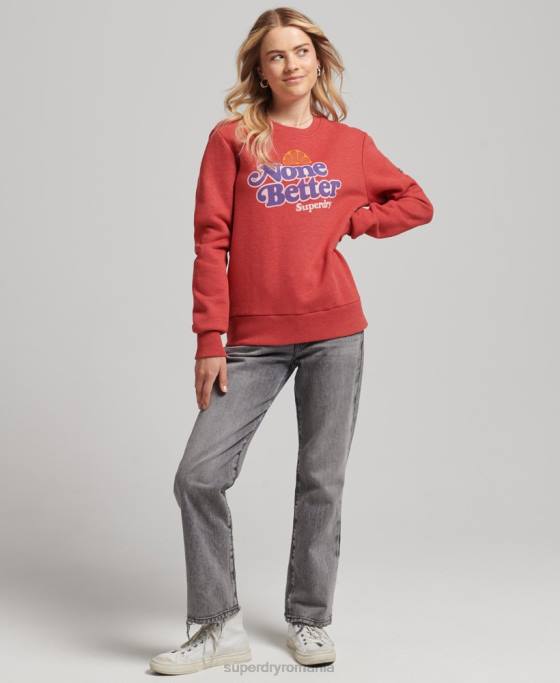 Superdry hanorac cooper nostalgia crew îmbrăcăminte roșu femei JX0Z6072