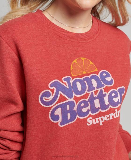 Superdry hanorac cooper nostalgia crew îmbrăcăminte roșu femei JX0Z6072