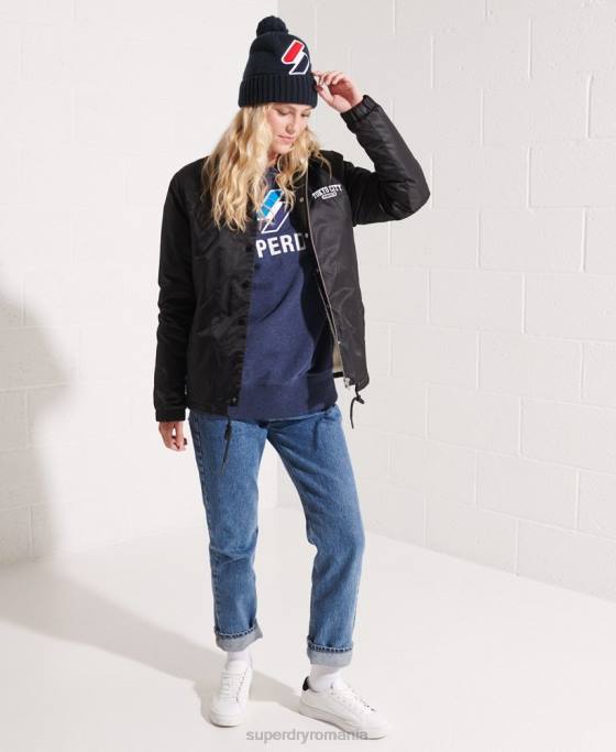Superdry hanorac crew aplicat cu logo îmbrăcăminte albastru femei JX0Z3504