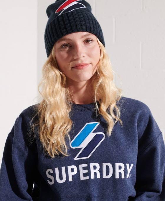 Superdry hanorac crew aplicat cu logo îmbrăcăminte albastru femei JX0Z3504