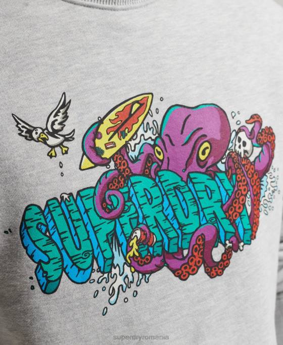 Superdry hanorac crew crew îmbrăcăminte gri deschis bărbați JX0Z65