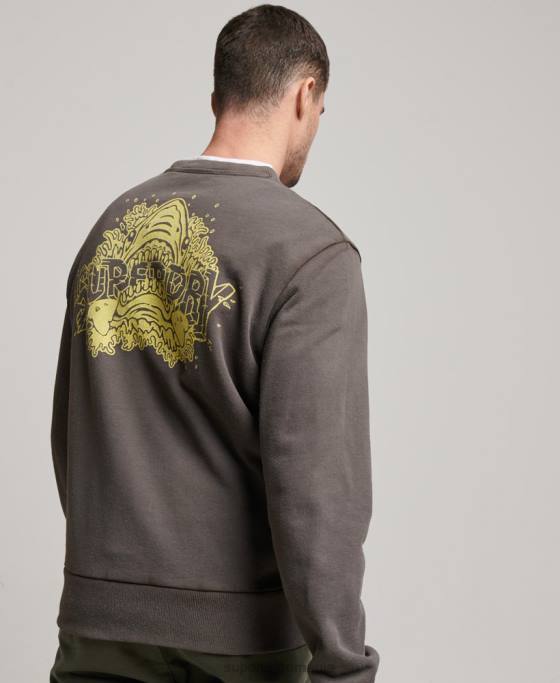 Superdry hanorac crew crew îmbrăcăminte gri inchis bărbați JX0Z565