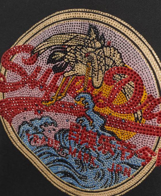 Superdry hanorac crew cu logo narativ cu strasuri îmbrăcăminte negru femei JX0Z5772