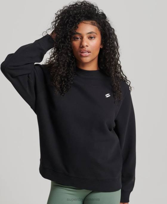 Superdry hanorac crew din bumbac organic îmbrăcăminte negru femei JX0Z6349