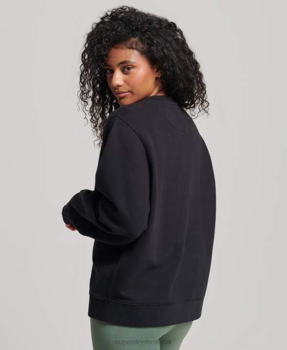 Superdry hanorac crew din bumbac organic îmbrăcăminte negru femei JX0Z6349