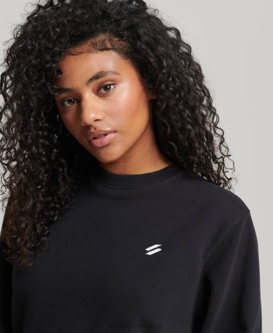 Superdry hanorac crew din bumbac organic îmbrăcăminte negru femei JX0Z6349