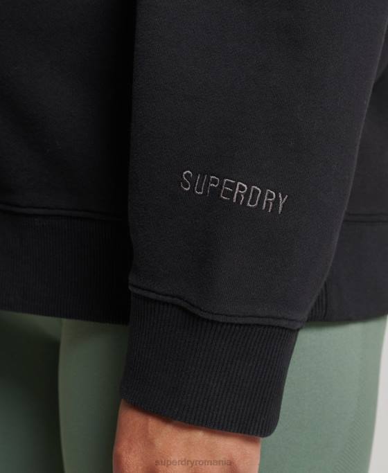 Superdry hanorac crew din bumbac organic îmbrăcăminte negru femei JX0Z6349