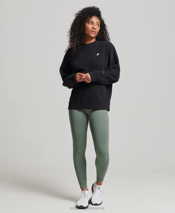 Superdry hanorac crew din bumbac organic îmbrăcăminte negru femei JX0Z6349