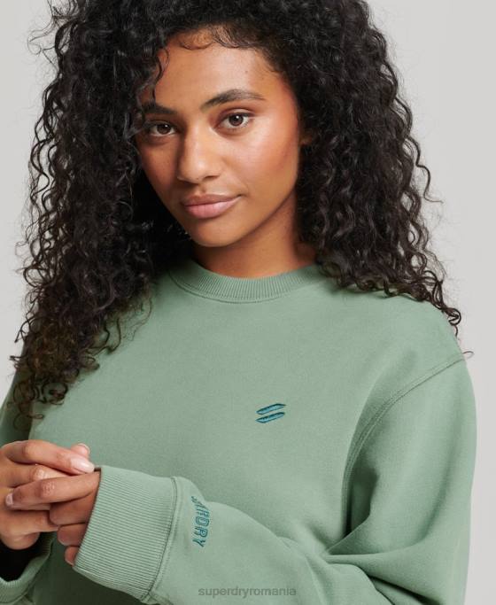 Superdry hanorac crew din bumbac organic îmbrăcăminte verde femei JX0Z3341