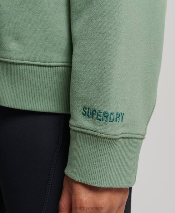 Superdry hanorac crew din bumbac organic îmbrăcăminte verde femei JX0Z3341