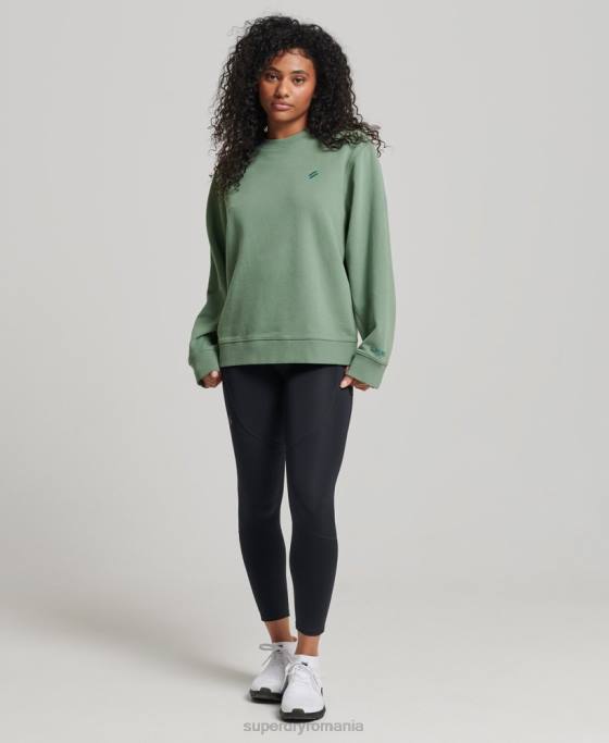 Superdry hanorac crew din bumbac organic îmbrăcăminte verde femei JX0Z3341