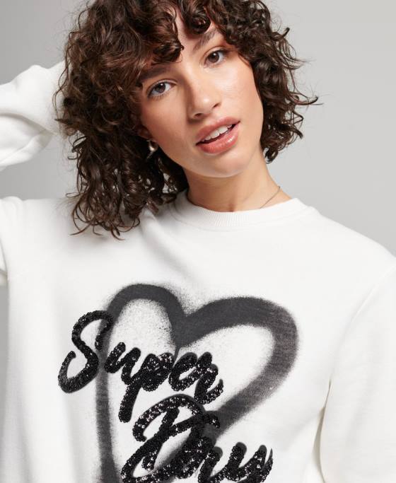 Superdry hanorac crew impodobit îmbrăcăminte alb femei JX0Z2263