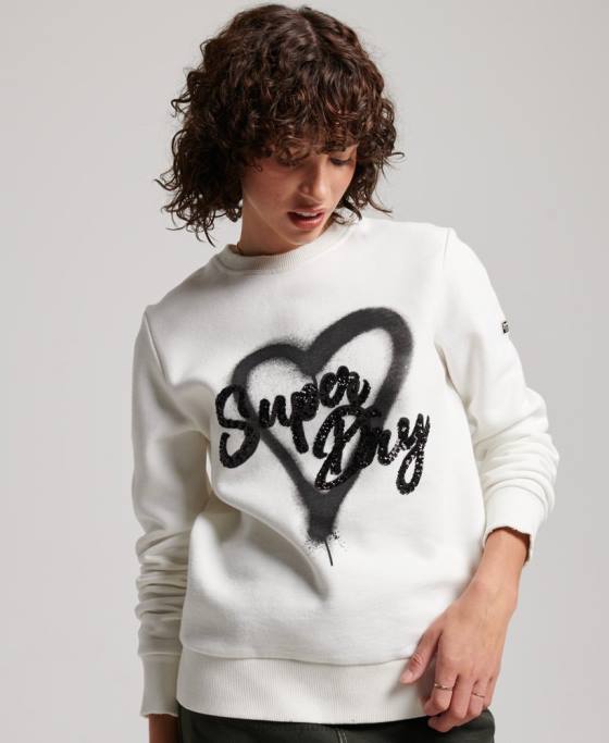 Superdry hanorac crew impodobit îmbrăcăminte alb femei JX0Z2263