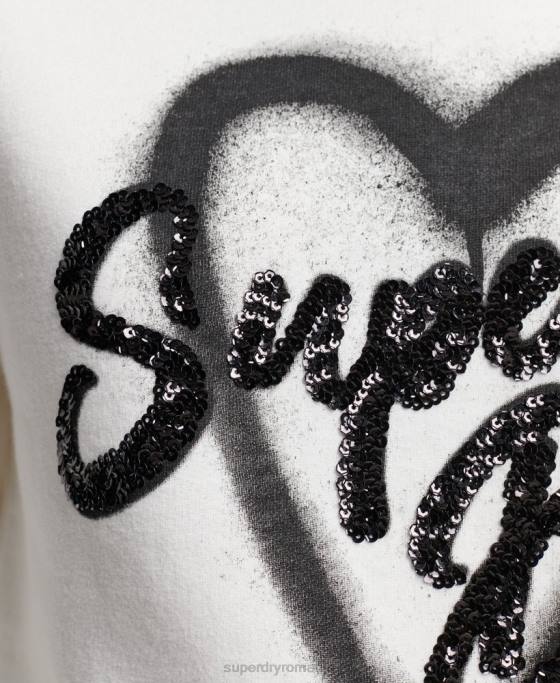 Superdry hanorac crew impodobit îmbrăcăminte alb femei JX0Z2263