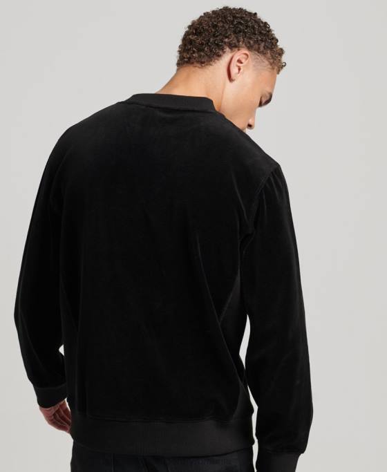 Superdry hanorac crew velur cu logo code s îmbrăcăminte negru bărbați JX0Z849