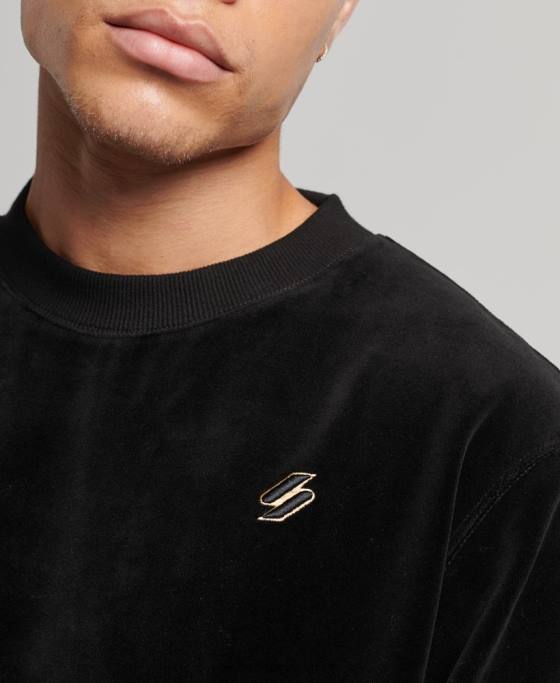 Superdry hanorac crew velur cu logo code s îmbrăcăminte negru bărbați JX0Z849