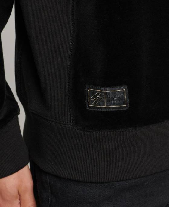 Superdry hanorac crew velur cu logo code s îmbrăcăminte negru bărbați JX0Z849