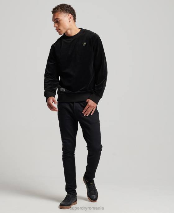 Superdry hanorac crew velur cu logo code s îmbrăcăminte negru bărbați JX0Z849