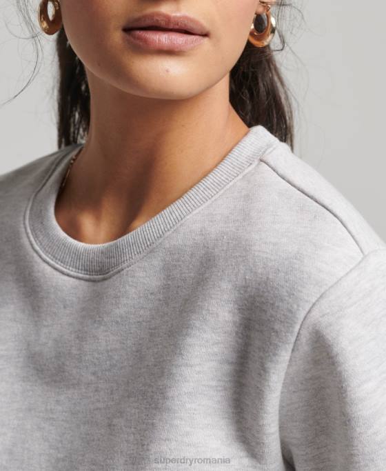 Superdry hanorac crew vintage din bumbac organic îmbrăcăminte gri deschis femei JX0Z5758