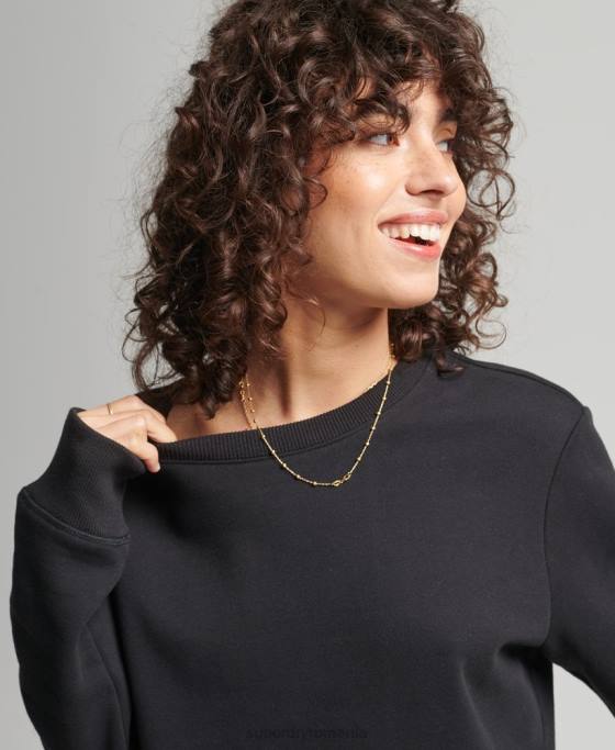 Superdry hanorac crew vintage din bumbac organic îmbrăcăminte negru femei JX0Z5981